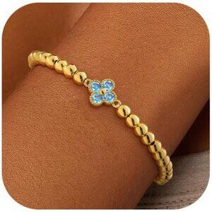 Beautiful Hypoallergenic Gold Beaded Birthstone Bracelet - Perfect for Gifting